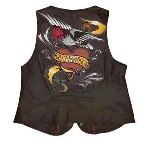 🔥 Vintage Harley-Davidson Women’s Black Leather Vest 🔥